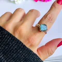 Anel de prata 925 com pedra natural labradorita (A2893) - comprar online