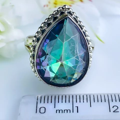 Anel de prata 925 com pedra natural topázio místico (A2420) - PRATAdaPEDRA