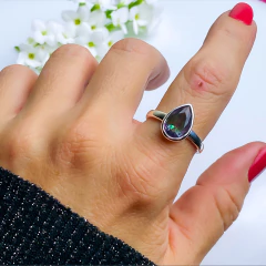 Anel de prata 925 com pedra natural topázio místico (A2920) - comprar online