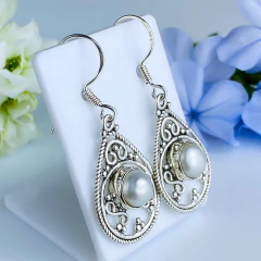 Brincos de prata 925 com pérola natural (B2325) - comprar online