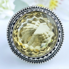 Anel de prata 925 com pedra natural citrino (A2422) - comprar online