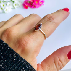 Anel de prata 925 com pedra natural granada (A2873) - comprar online