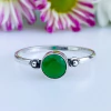 Anel de prata 925 com pedra natural ágata verde (A2429)