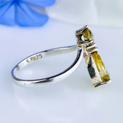 Anel de prata 925 com pedra natural citrino (A2536) na internet