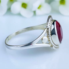 Anel de prata 925 com pedra natural rubi (A2912) na internet