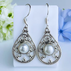 Brincos de prata 925 com pérola natural (B2325)