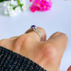 Anel de prata 925 com pedra natural ametista (A2894) - PRATAdaPEDRA