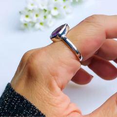 Anel de prata 925 com pedra natural ametista (A2919) - loja online