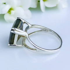 Anel de prata 925 com pedra natural labradorita (A2901) - PRATAdaPEDRA