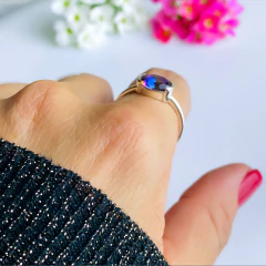 Anel de prata 925 com pedra natural topázio místico (A2885) - PRATAdaPEDRA