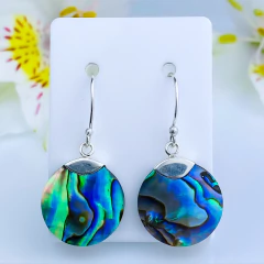 Brincos de prata 925 e abalone (B2413)