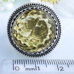 Anel de prata 925 com pedra natural citrino (A2422)