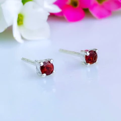 Brincos de prata 925 com pedra natural granada (B2390) - comprar online
