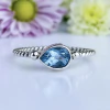 Anel de prata 925 com pedra natural topázio azul (A2373)