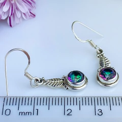 Brincos de prata 925 com pedra natural topázio místico (B2170) - PRATAdaPEDRA
