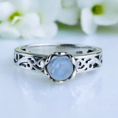 Anel de prata 925 com pedra da lua natural (A2896)