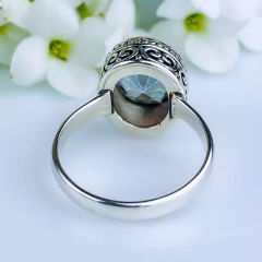 Anel de prata 925 com pedra natural topázio místico (A2941) - loja online