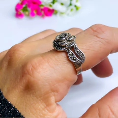 Anel rosa de prata 925 com marcassitas (A2853) - comprar online