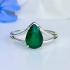 Anel de prata 925 com pedra natural ágata verde (A2542)