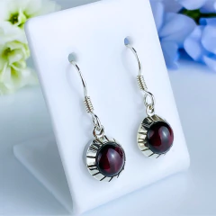 Brincos de prata 925 com pedra natural granada (B2336) - comprar online