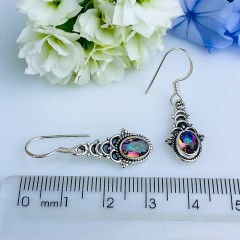 Imagem do Brincos de prata 925 com pedra natural topázio místico B2339