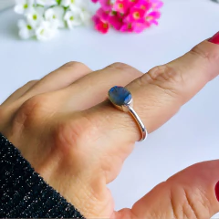 Anel de prata 925 com pedra natural labradorita (A2887) - comprar online