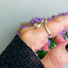 Anel de prata 925 com pedra natural citrino (A2536)