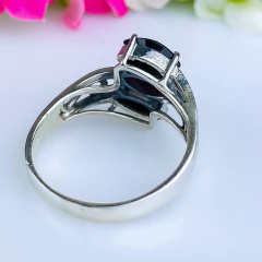 Anel de prata 925 com pedra natural rubi esmeralda ônix e marcassita (A2846) - PRATAdaPEDRA