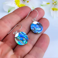 Brincos de prata 925 e abalone (B2413) - loja online