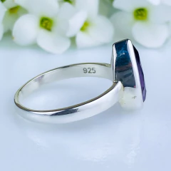 Anel de prata 925 com pedra natural ametista (A2919) - PRATAdaPEDRA