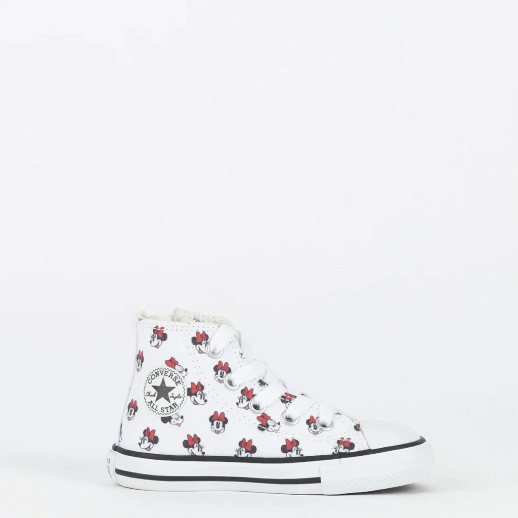 Tênis Converse Kids Chuck Taylor All Star Side Zip Hi Disney Mickey & Minnie Branco Preto CK13300001