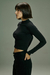 Cropped Manga Longa Gola Alta Ribana Anticool Preto - comprar online