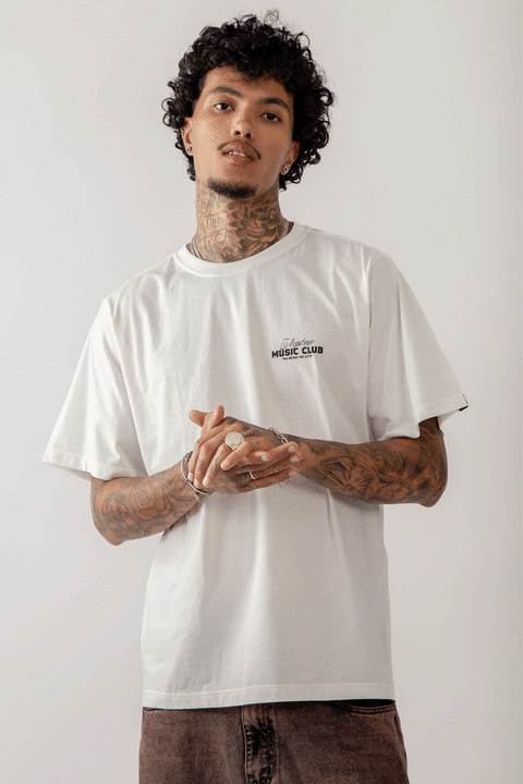 Camiseta Heavy Boxy No Music No Life I Off White - comprar online