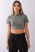 Cropped Gola Alta Ribana Cinza Claro - comprar online