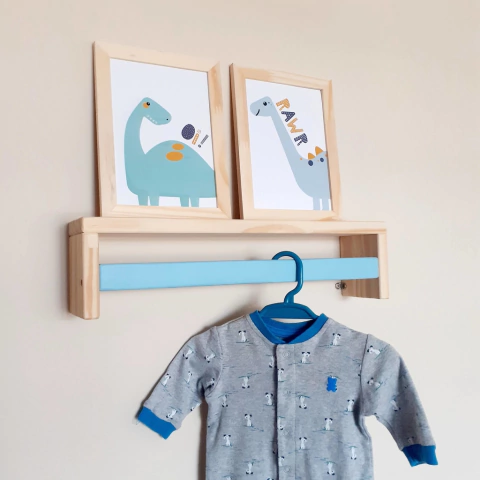 Prateleira porta-livros 60cm com detalhe azul