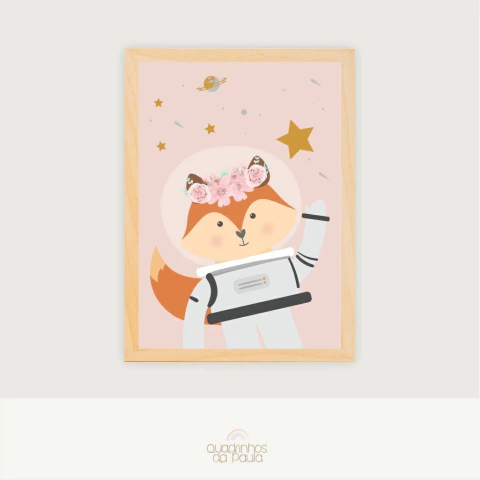 Quadro Infantil Raposinha Astronauta - comprar online