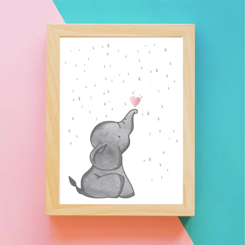 Quadro Infantil Elefante Aquarela