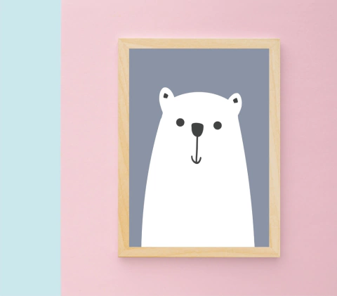 Quadro Infantil Urso Polar Feliz