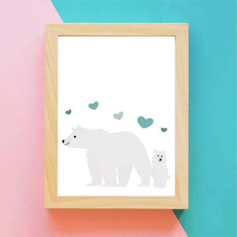 Quadro Infantil Colo de mãe - Ursa Polar