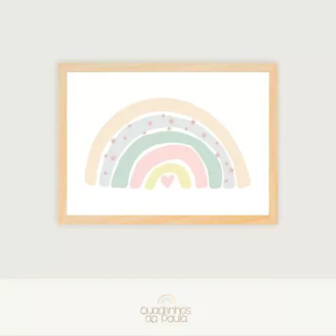 Quadro Infantil Arco-íris Cores Pastel