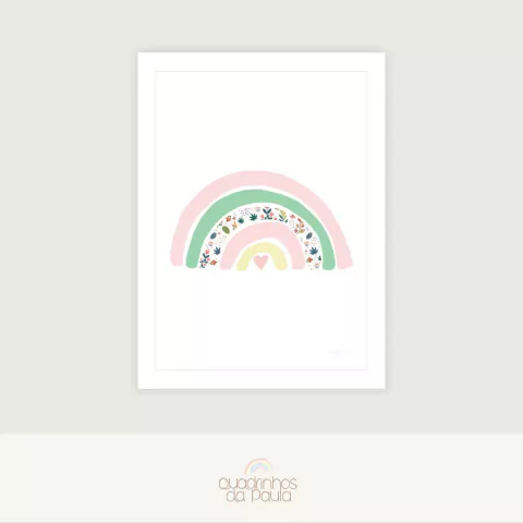 Quadro Arco-íris Florescer - verde e rosa - comprar online