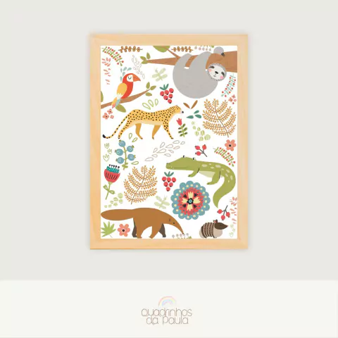 Quadro Infantil Animais Fauna brasileira
