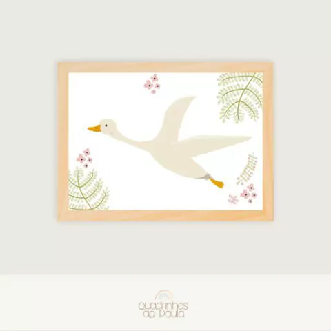 Quadro Infantil Patinho, Ganso Voador