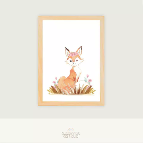 Quadro Raposinha Bosque Aquarela