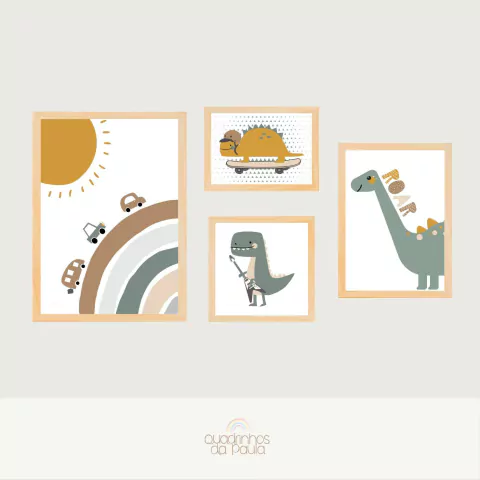 Composição de Quadros Dinossauros Sol Nascente