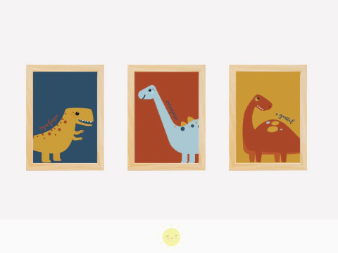 Trio Quadro Infantil Dino Corajoso