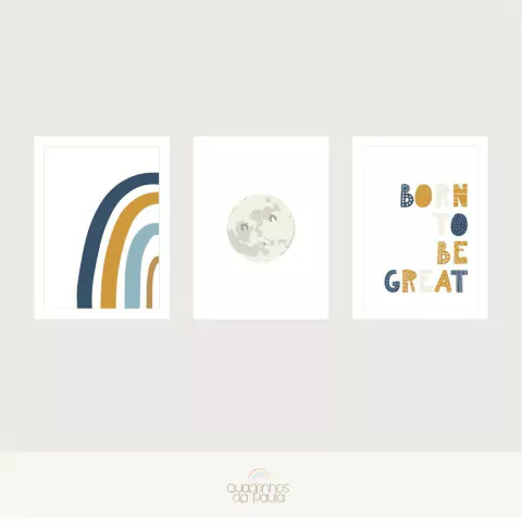 Trio Quadro Infantil Born To Be Great