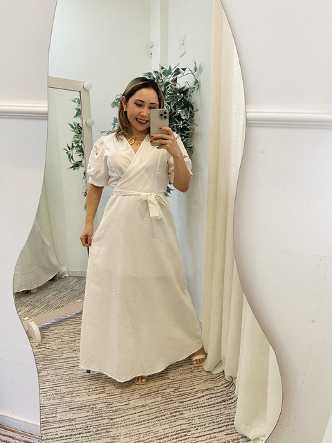 Vestido linho faixa