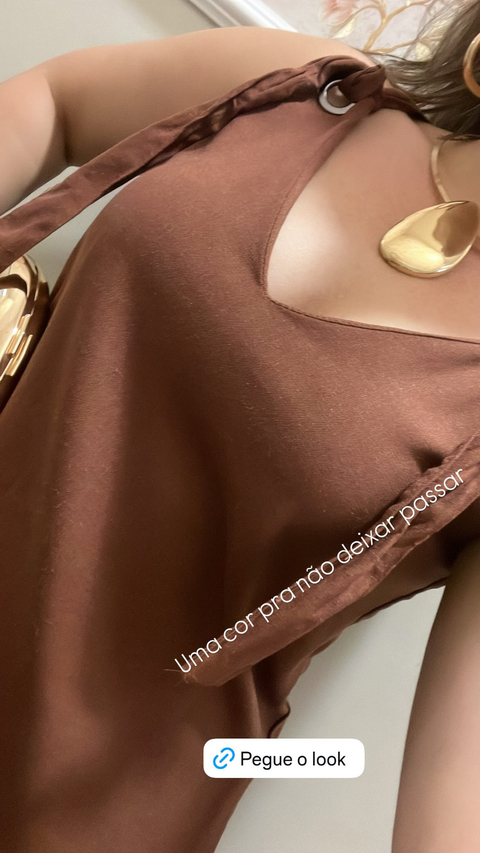 Vestido linho marrom