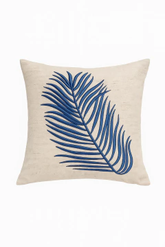 almofada decorativa de folhas azul